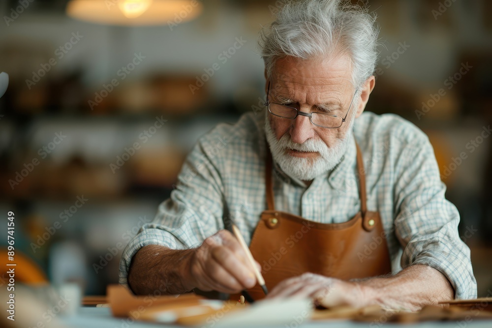 Skilled Senior Artisan Crafting Leather Goods as a Fulfilling Retirement Hobby