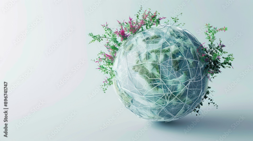 Glass Globe Earth with Greenery