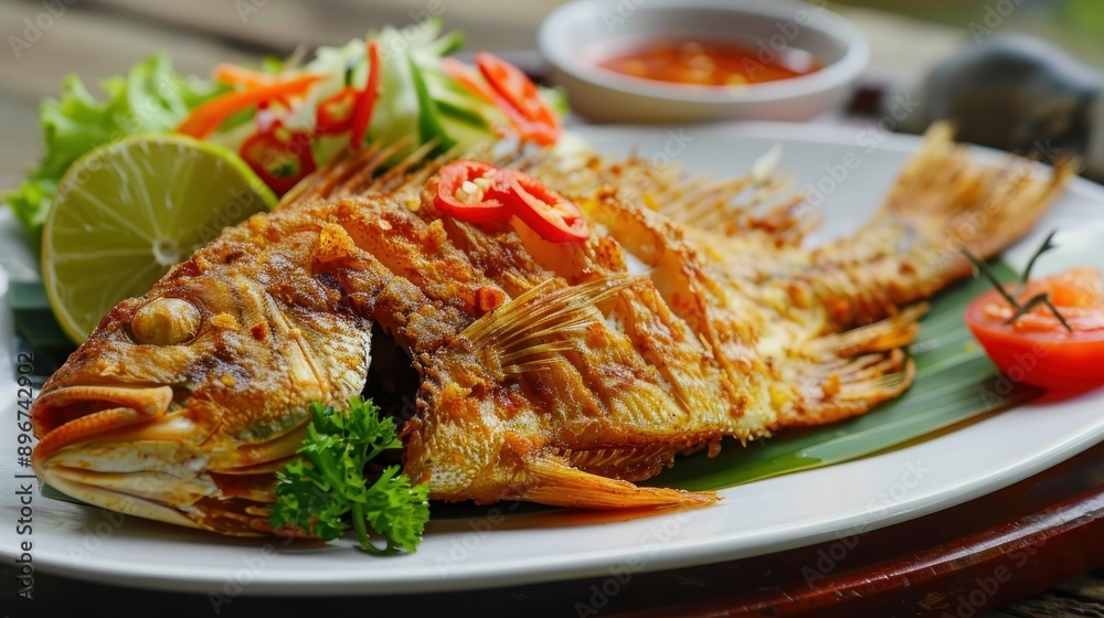 Crispy Fried Fish on a Plate Crispy Fried Fish on a Plate