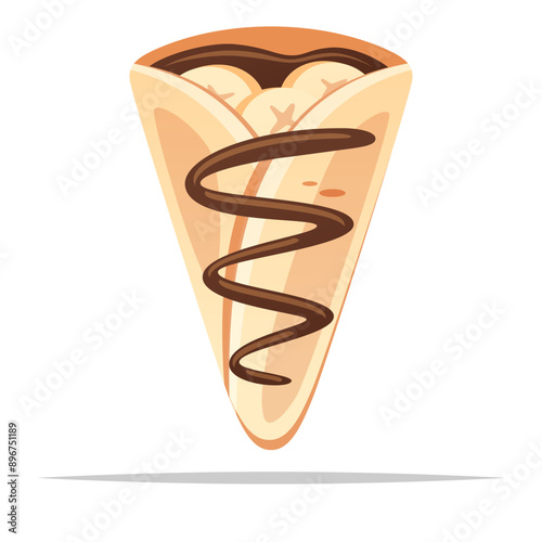 Chocolate banana crepe vector isolated illustration