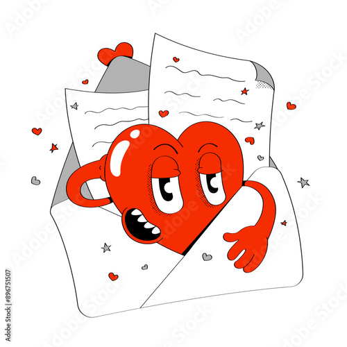 Love letter with flirty heart and confetti