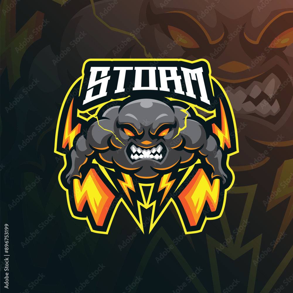 Storm mascot logo design vector with modern illustration concept style for badge, emblem and t shirt printing. Angry storm illustration. Storm mascot logo design vector with modern illustration concept style for badge, emblem and t shirt printing. Angry storm illustration.