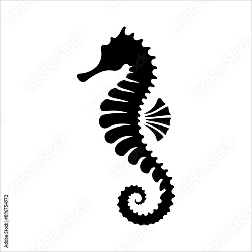 Stencil seahorse silhouette on white background. Seahorse icon vector sign illustration design.