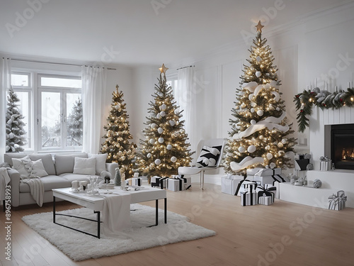 Christmas Scandinavian minimalistic interior