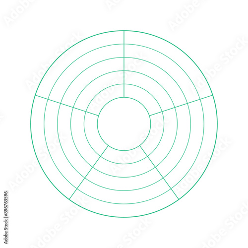シンプルな5分割の円形レーダーチャートのテンプレート - 5段階5項目