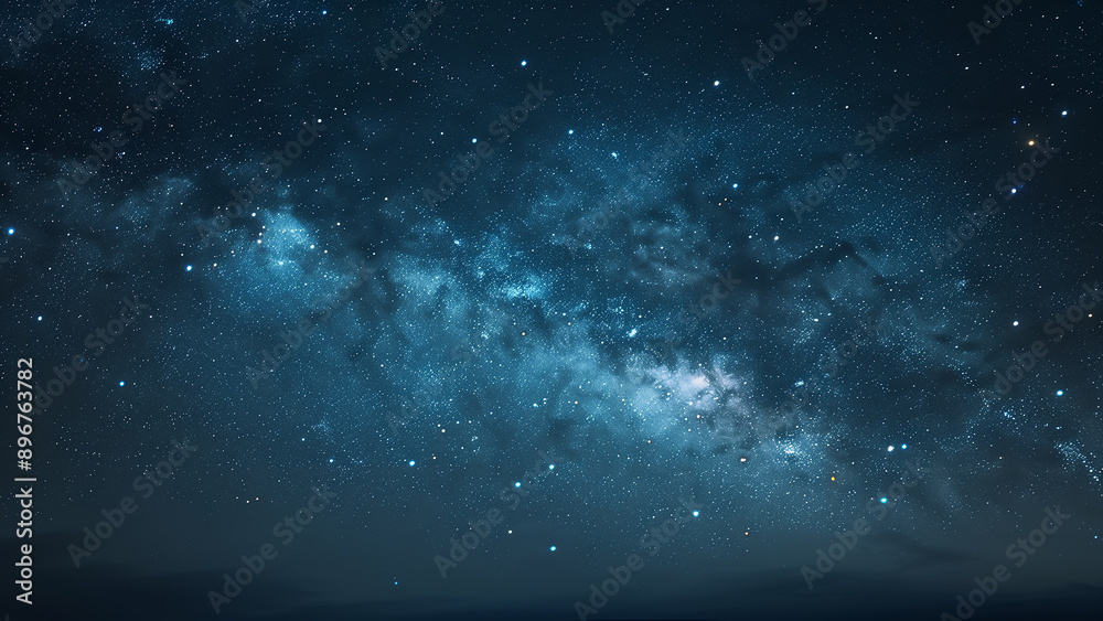 Fototapeta premium Starry night sky. Glowing stars in space. Galaxy background. Beautiful colorful shining stars universe landscape