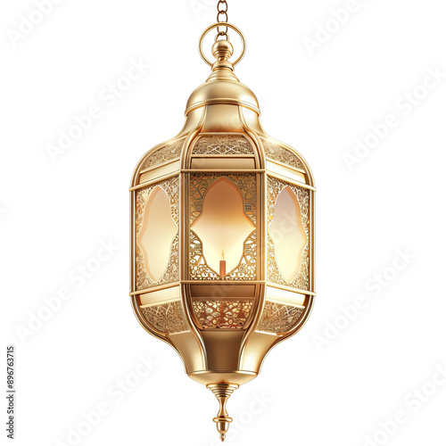 illustration of a gold vintage lantern on the transparent background. generative ai photo