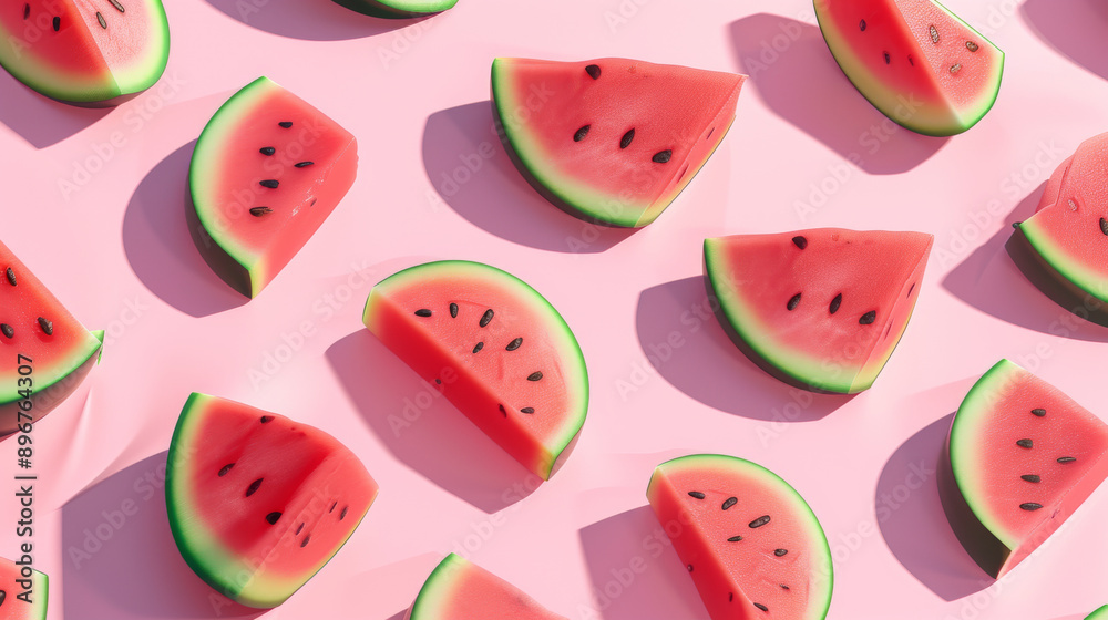 Watermelon slices pattern on pink background Watermelon slices pattern on pink background