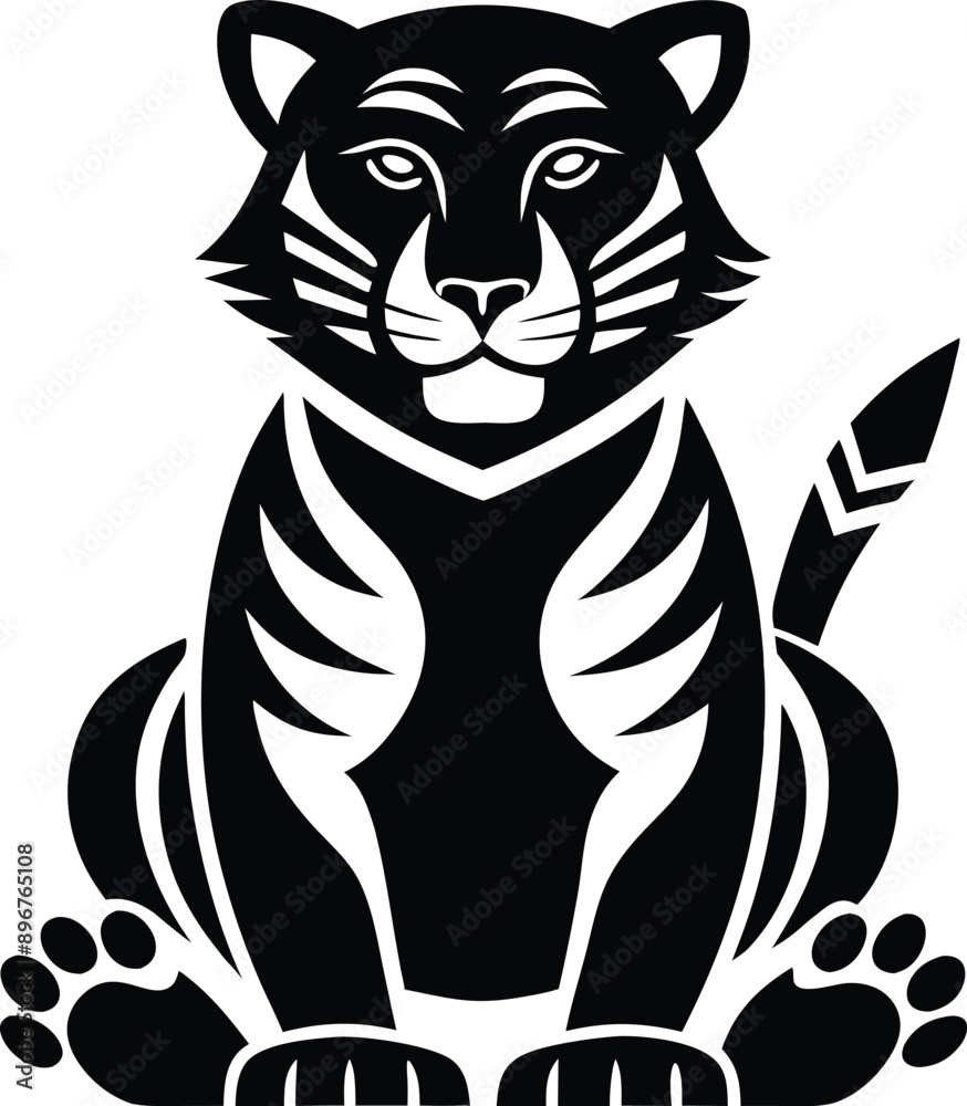 Fototapeta premium Striking black tiger stencil clipart for dramatic designs.