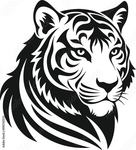 Wallpaper Mural Striking black tiger stencil clipart for dramatic designs. Torontodigital.ca
