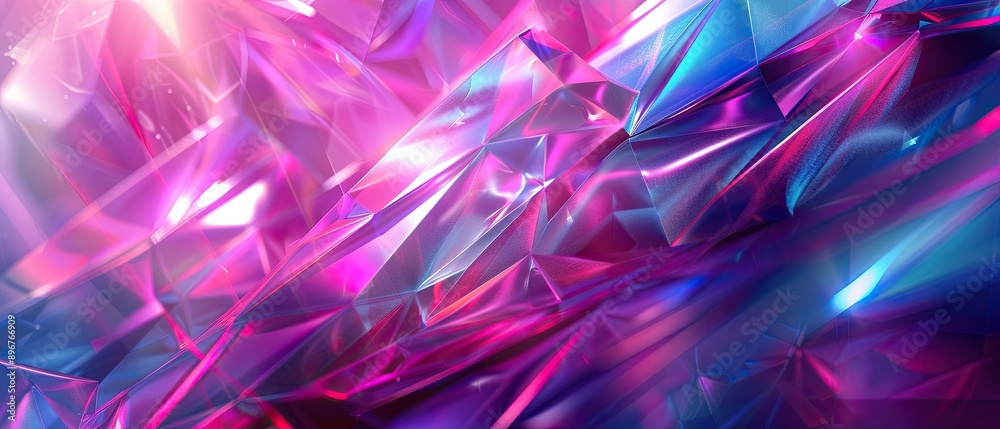 Futuristic iridescent background with geometric patterns and a holographic shine