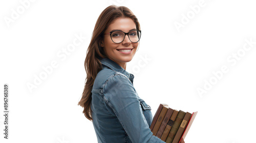 Portrait of a business bibliotherapist curating a corporate library for employee well-being photo