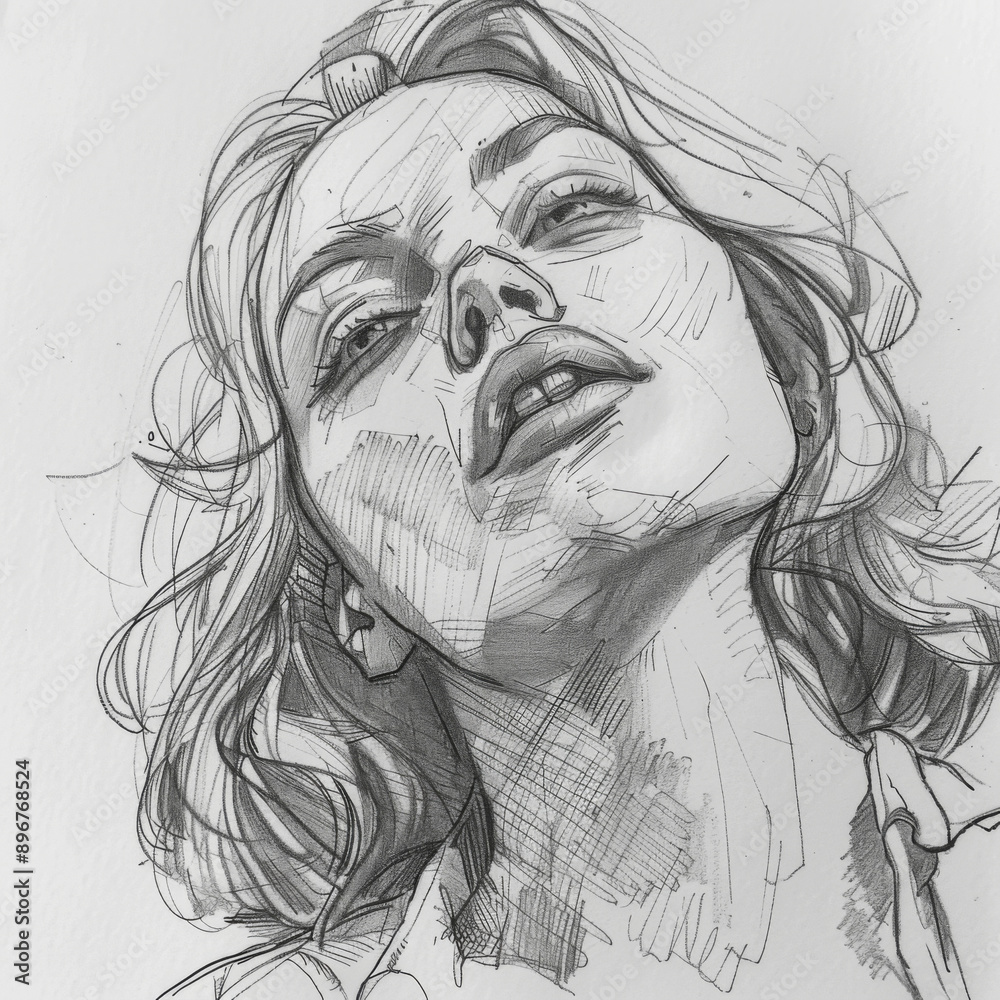 Simple sketch drawing of a woman Simple sketch drawing of a woman