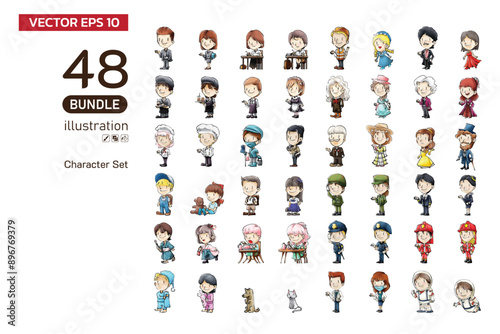 Children cartoon character set bundle vector illustration chalk style