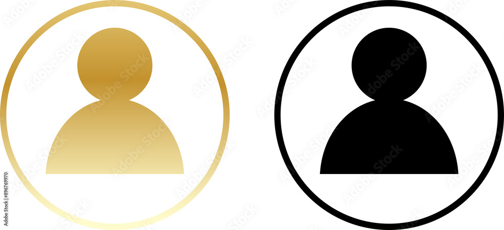 Avatar, user profile, person icon .gold and black color Avatar, user profile, person icon .gold and black color