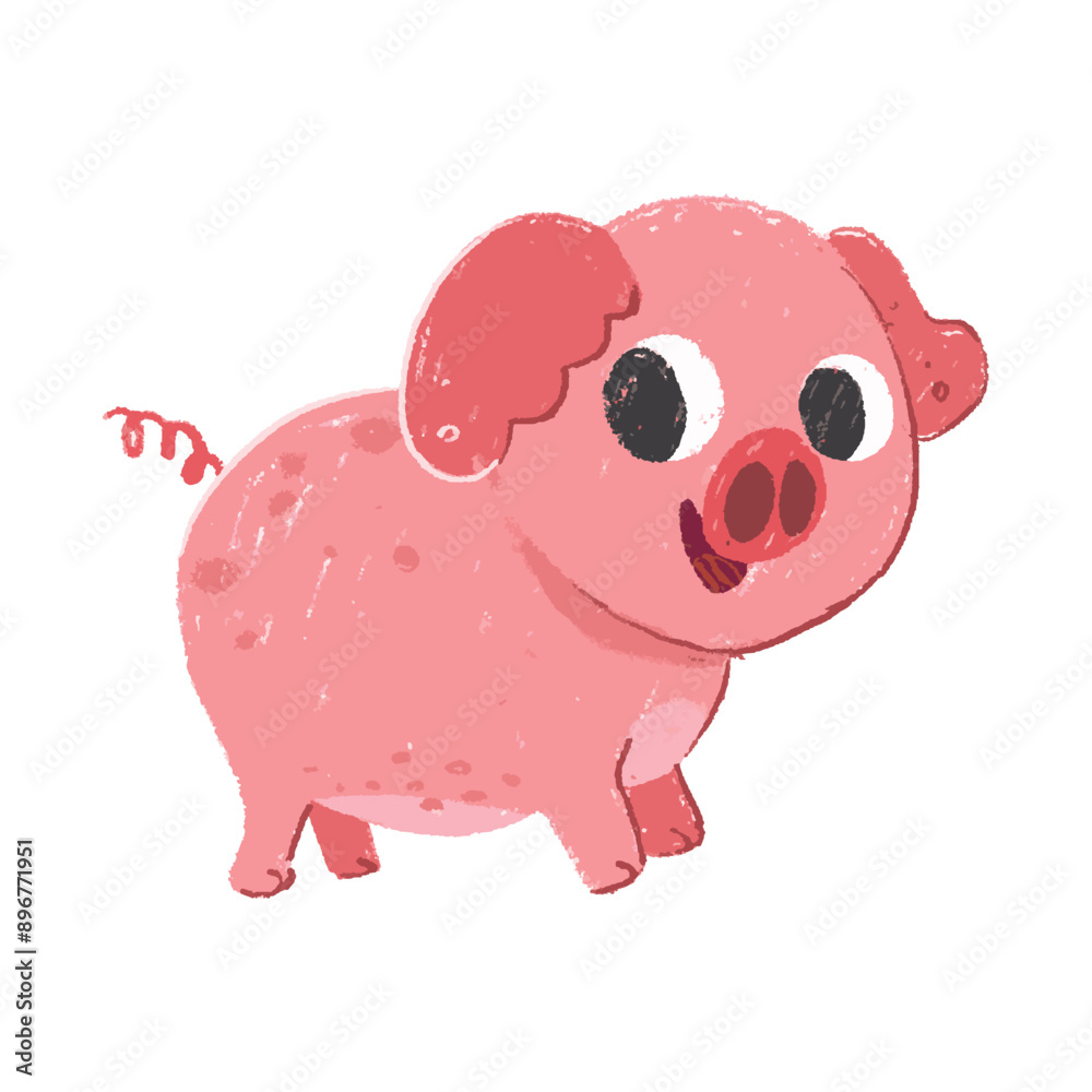 cute pig cartoon in crayon style editable Colorful vector hand drawn illustration for children. baby designs for cards, poster decorations, t-shirt prints, stickers, icons and others cute pig cartoon in crayon style editable Colorful vector hand drawn illustration for children. baby designs for cards, poster decorations, t-shirt prints, stickers, icons and others