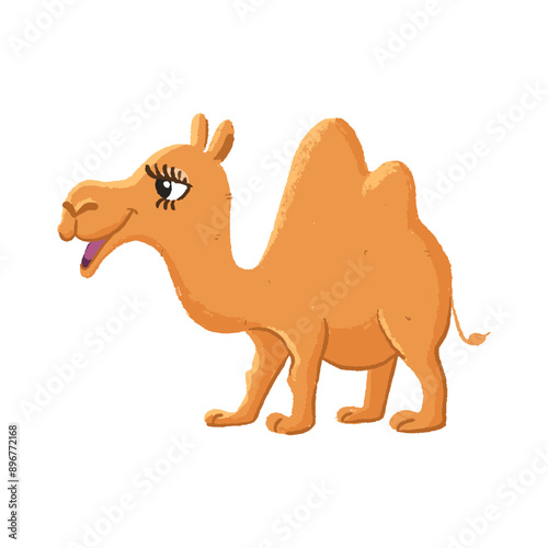 cute camel cartoon in crayon style editable Colorful vector hand drawn illustration for children. baby designs for cards, poster decorations, t-shirt prints, stickers, icons and others