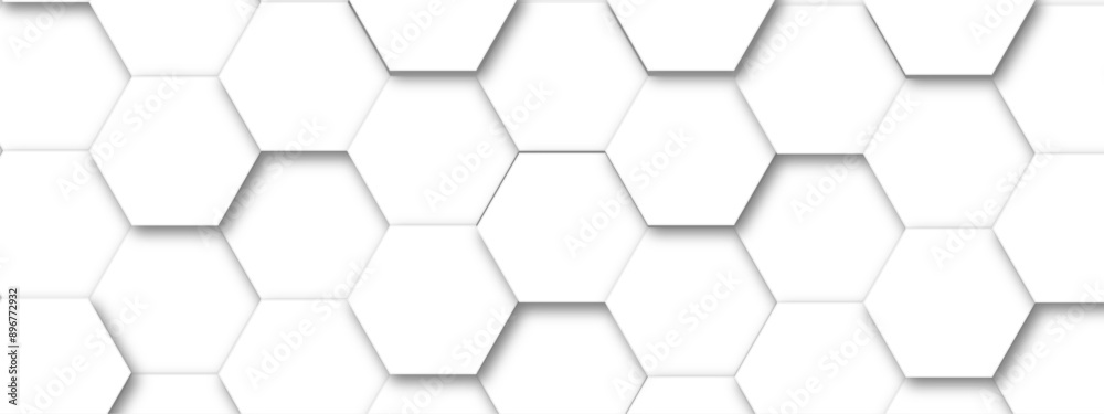 Abstract white hexagonal geometric background with shadow. Luxury White 3D futuristic honeycomb mosaic white background. Abstract white lines background. Vector Illustration. Abstract white hexagonal geometric background with shadow. Luxury White 3D futuristic honeycomb mosaic white background. Abstract white lines background. Vector Illustration.