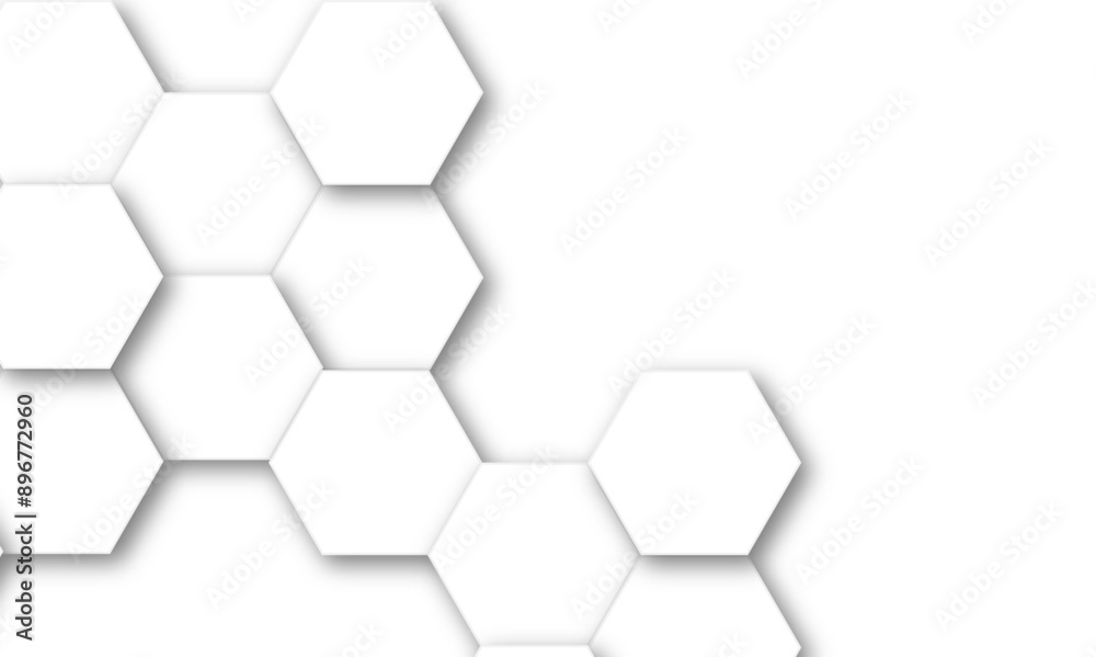 Abstract white hexagonal geometric background with shadow. Luxury White 3D futuristic honeycomb mosaic white background. Abstract white lines background. Vector Illustration. Abstract white hexagonal geometric background with shadow. Luxury White 3D futuristic honeycomb mosaic white background. Abstract white lines background. Vector Illustration.