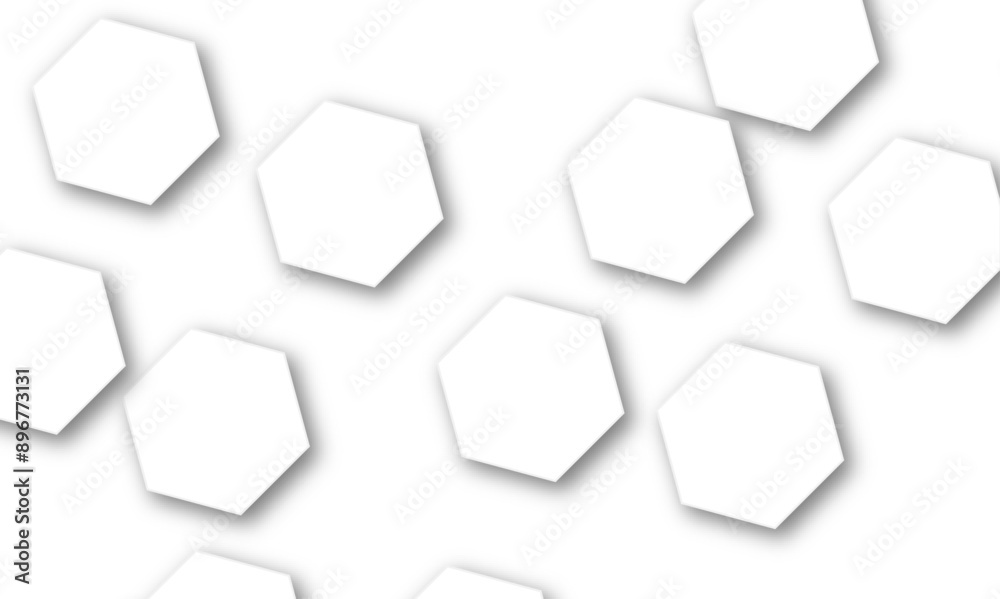 Fototapeta premium Abstract white hexagonal geometric background with shadow. Luxury White 3D futuristic honeycomb mosaic white background. Abstract white lines background. Vector Illustration.
