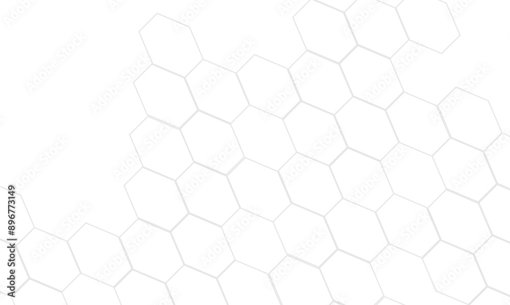Fototapeta premium Abstract white and gray hexagon technology lines background. Abstract white and grey color hexagonal geometric background with copy space. Abstract white lines background.