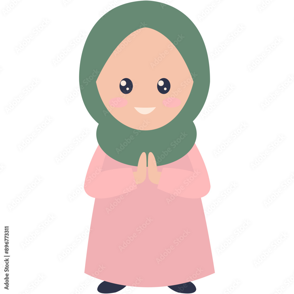 Cute Kids Muslim Character with Flat Cartoon Style. Vector Illustration Cute Kids Muslim Character with Flat Cartoon Style. Vector Illustration