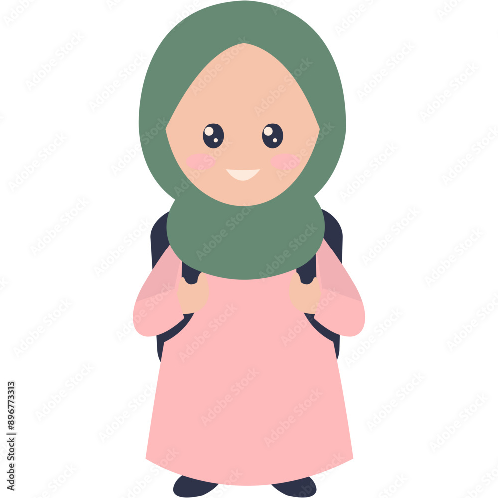 Cute Kids Muslim Character with Flat Cartoon Style. Vector Illustration Cute Kids Muslim Character with Flat Cartoon Style. Vector Illustration