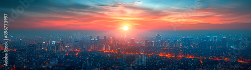 Wallpaper Mural Glittering Metropolis: Aerial View of Bustling City Lights at Night Torontodigital.ca