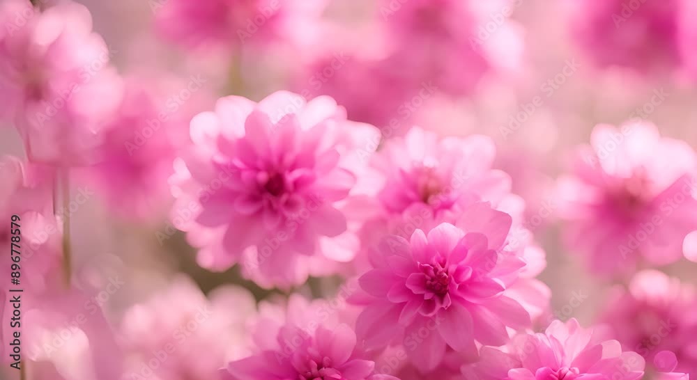 Pink perfection: A close-up shot of delicate pink flowers in full bloom, set against a pink and white patterned background Pink perfection: A close-up shot of delicate pink flowers in full bloom, set against a pink and white patterned background