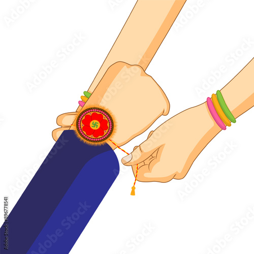 Vector illustration of sister tying rakhi to brother on transparent background