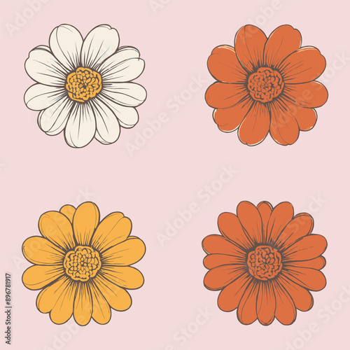 Hand drawn spring flower collection