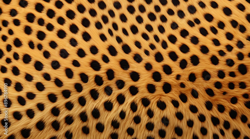 A detailed illustration of cheetah fur in an extreme close-up, showcasing the small black spots on a golden background, with space for text.