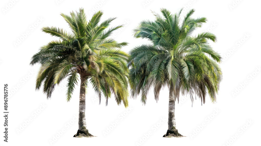 Fototapeta premium Two Palm Trees Isolated on White Background