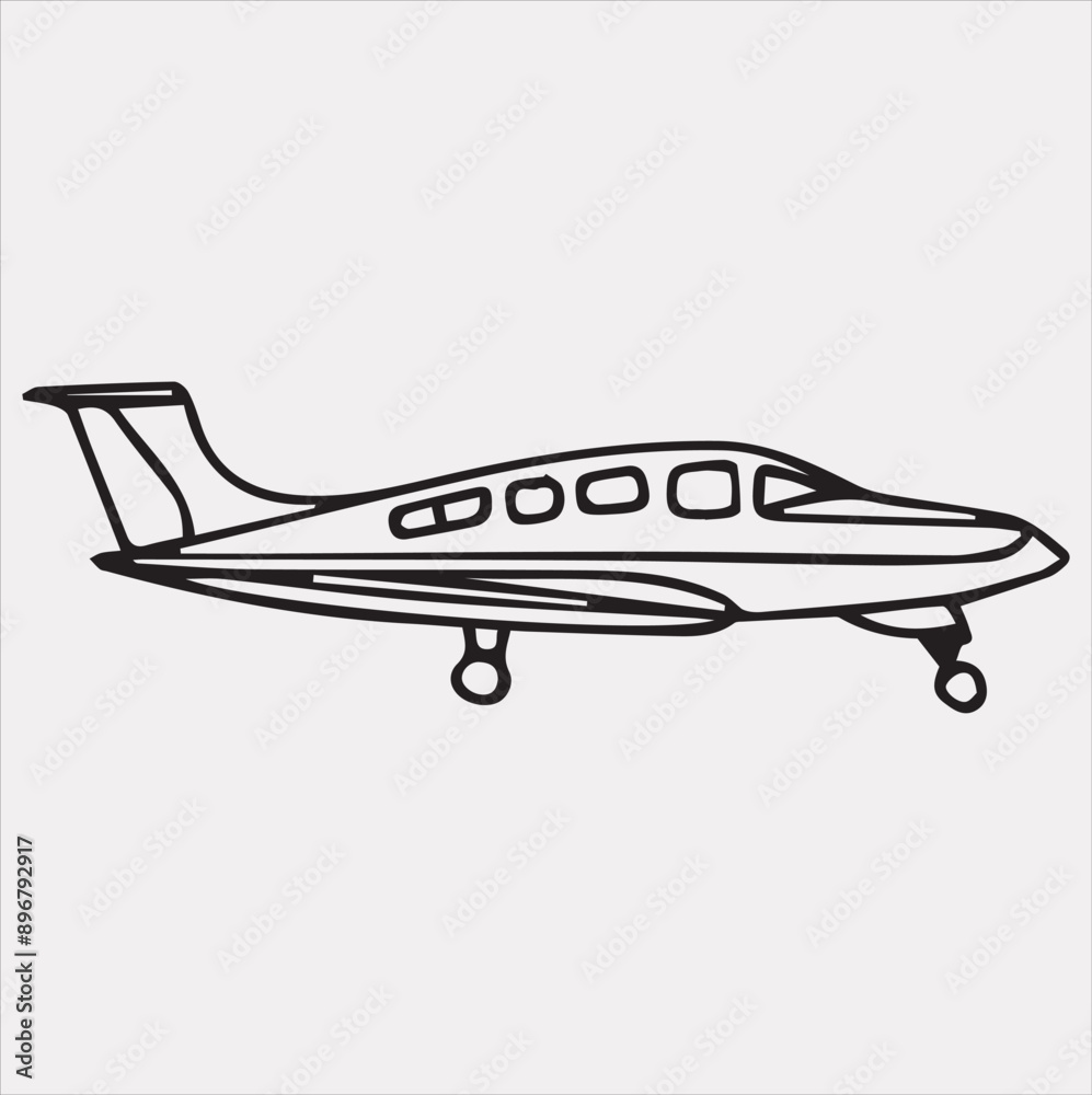 one-line art airplane silhouette vector on a white background one-line art airplane silhouette vector on a white background