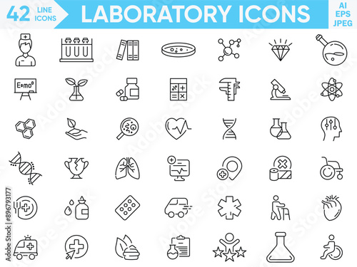 Laboratory line icon vector and Illustrator set
