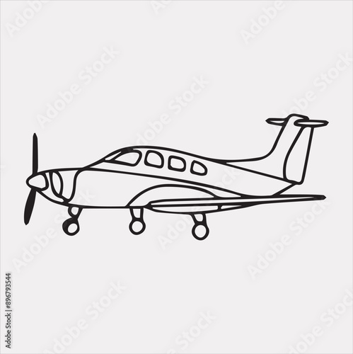 one-line art airplane silhouette vector on a white background