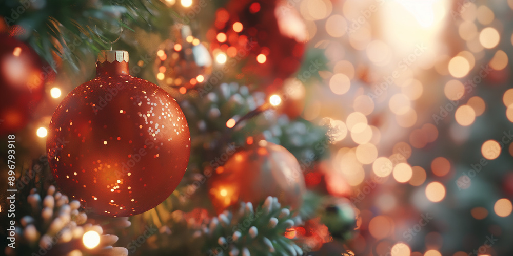 Create a Christmas-themed scene with a beautifully decorated Christmas tree, sparkling ornaments, and twinkling lights Create a Christmas-themed scene with a beautifully decorated Christmas tree, sparkling ornaments, and twinkling lights