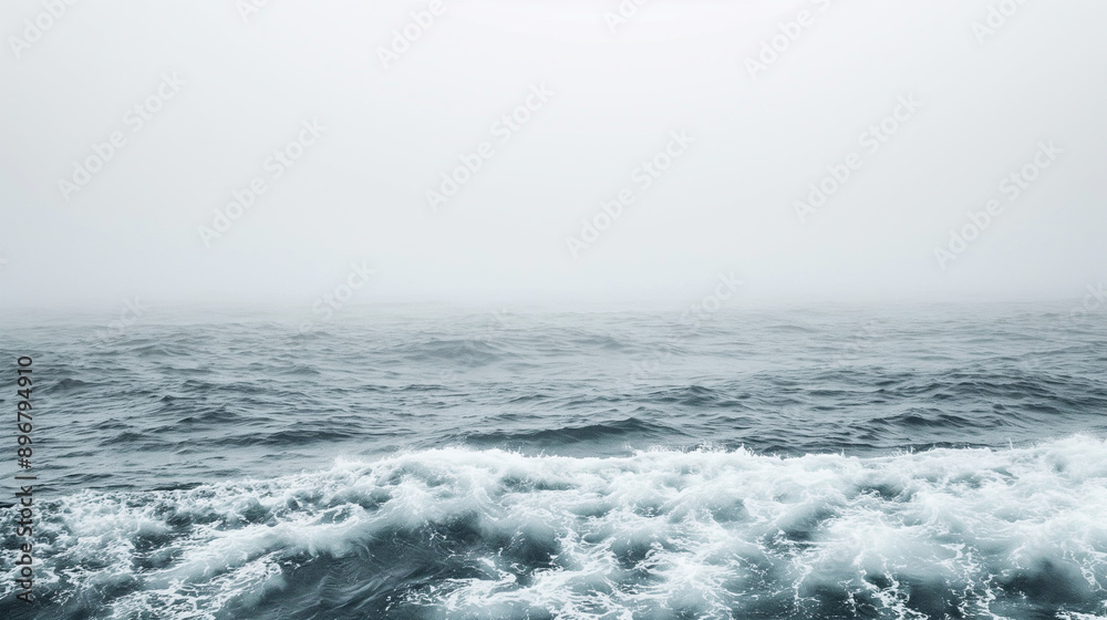 Fototapeta premium One sea photo, all in a white color scheme, misty white color palette