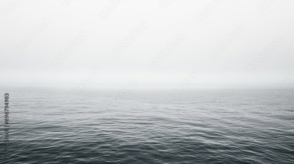 One sea photo, simple and minimalistic, monochrome photo, all in a white color scheme, misty white color palette