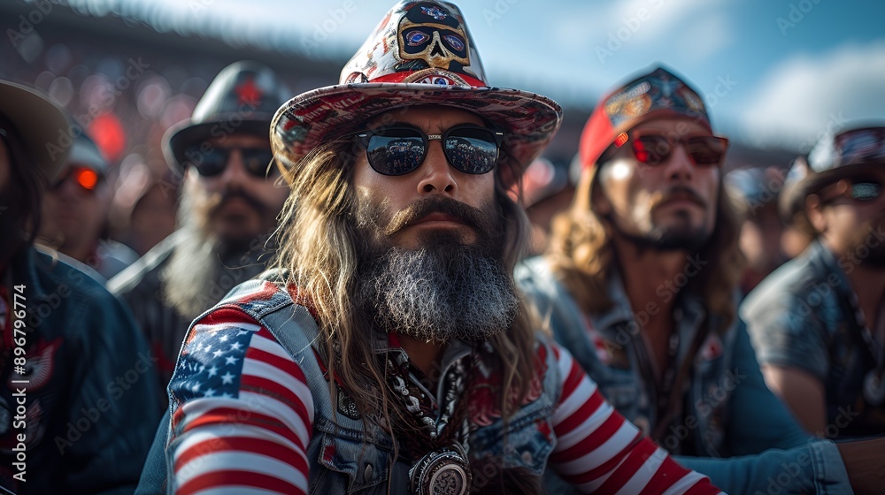 Man at a political rally - election -wearing american flag clothing - populist - nationalist - passionate Man at a political rally - election -wearing american flag clothing - populist - nationalist - passionate