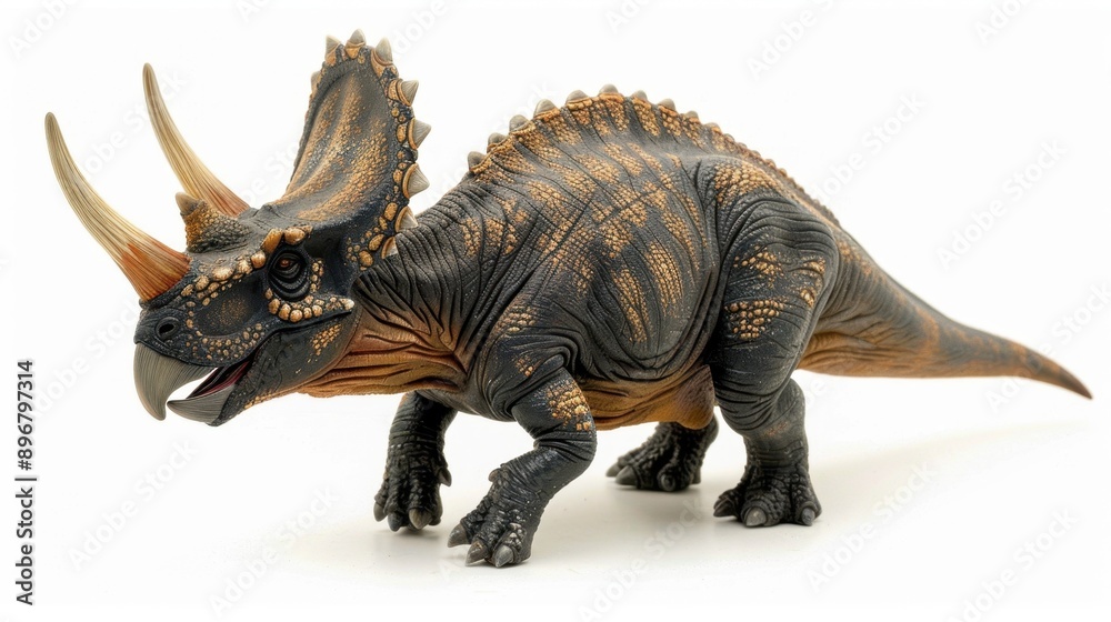 Realistic model of Triceratops dinosaur with detailed textures. Perfect for educational materials, history, and prehistoric theme designs.