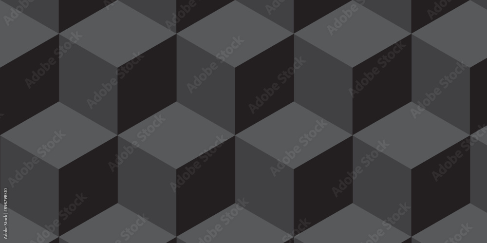 Minimal abstract dark black background from cubes victor art. Geometric tiles and mosaic creative stylish seamless pattern block cube background. minimal hexagon Cubes mosaic shape vector design