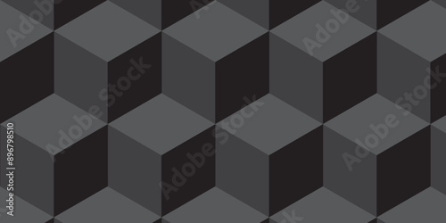 Minimal abstract dark black background from cubes victor art. Geometric tiles and mosaic creative stylish seamless pattern block cube background. minimal hexagon Cubes mosaic shape vector design