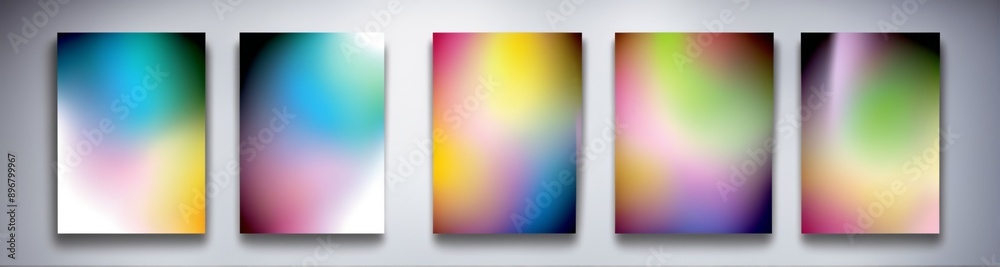 Obraz premium Color gradient background, set six abstract posters different co