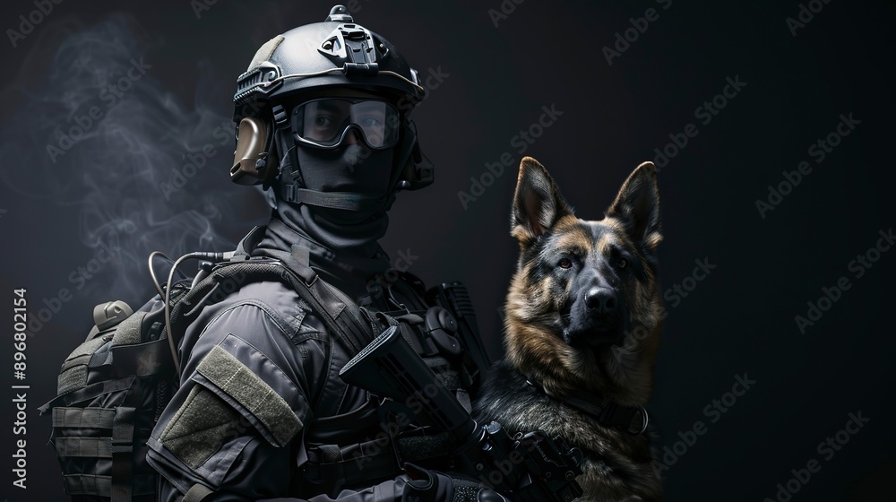 Mp unit with K9 german shepherd dog. Mp unit with K9 german shepherd dog.