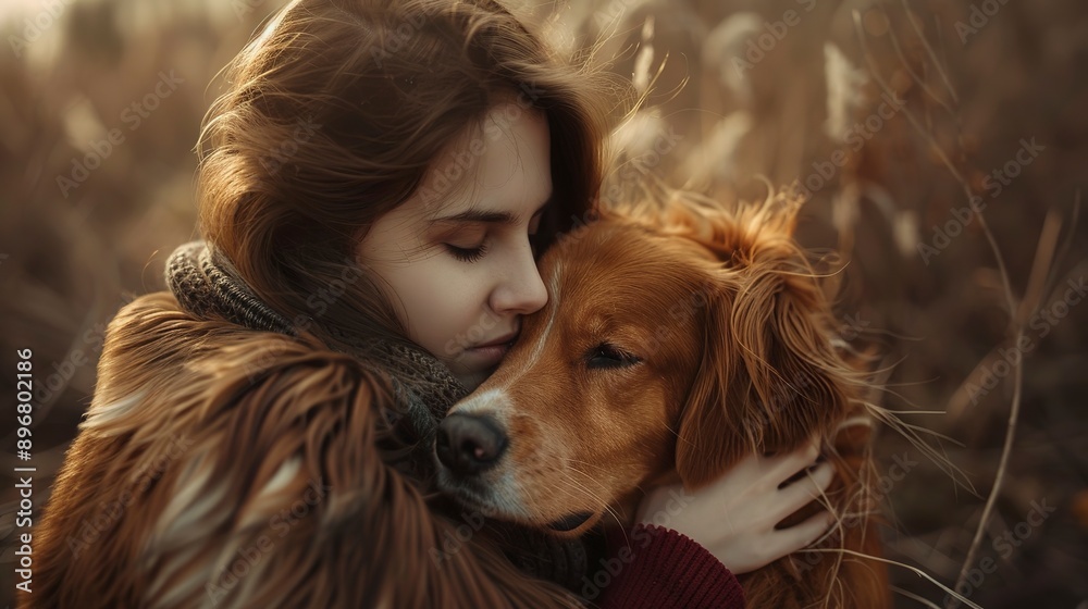 Adorable shot of girl embracing her dog in outdoors. Adorable shot of girl embracing her dog in outdoors.
