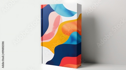 book cover template with abstract designs, bold colors, and creative fonts, isolated on white background 32k, full ultra HD, high resolution photo