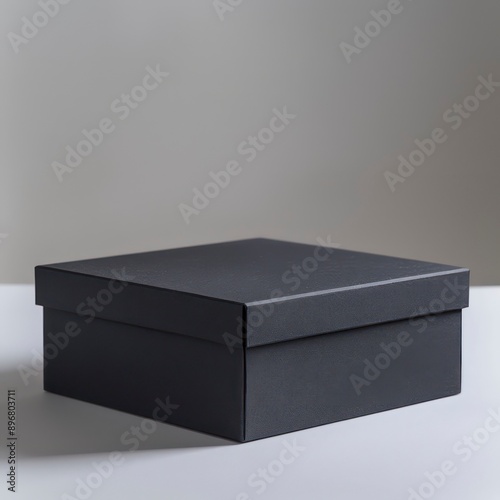 A card box mockup shot in a studio, displayed on a plain background, highlighting its design and dimensions in a clean, professional setting.