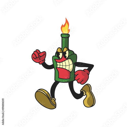 Vintage Molotov Cartoon Character 90's Premium Vector