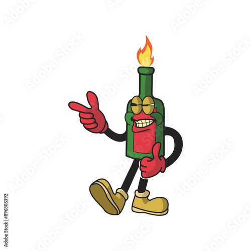 Vintage Molotov Cartoon Character 90's Premium Vector
